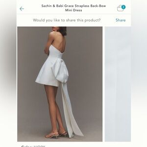 SACHIN & BABI GRACE STRAPLESS BACK-BOW MINI DRESS - Size 16 NEVER WORN